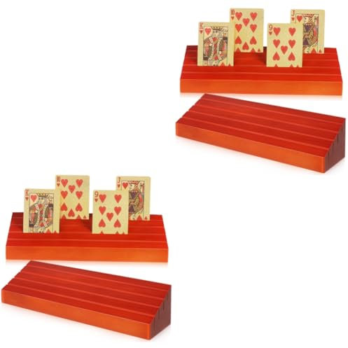 BCOATH 4 Pièces 1 Plateau de Cartes à Jouer Support de Cartes à Jouer Porte-Cartes en Bois Support de Cartes de Support en Bois Porte-Cartes pour Cartes à Jouer Bois de pin