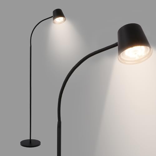 Briloner - Lampada da terra LED senza fili touch, dimmerabile, piantana, lampada da pavimento, a batteria, ricaricabile e sorgente luminosa intercambiabile, 5,5W, 500lm, altezza 126,5 cm, nero