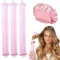 3 Pcs Hitzefreie Lockenwickler, Haarnudel, Haar Locken über Nacht, Lockenwickler Über Nacht mit Haken, Heatless Curls Große Locken, mit Satin Haarhaube, Langes und Kurzes Haar Verwendet Werden(Rosa)