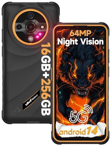 Ulefone Armor X31 Pro 5G Téléphone Portable Incassable, 12Go+256Go/2To, Android 14 6050mAh Smartphone Incassable, 64MP+25MP Vision Nocturne, 120Hz 6.56 FHD+, Face ID/Dual SIM/GPS/NFC/OTG-Orange