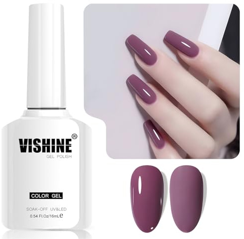 Vishine Viola Scuro Smalto Gel Semi-Permanente, 1 Pezzo 16ml Soak-Off UV LED Smalto per Unghie Gel per Nail Art DIY e Manicure a Casa, Colore L351 Viola Scuro