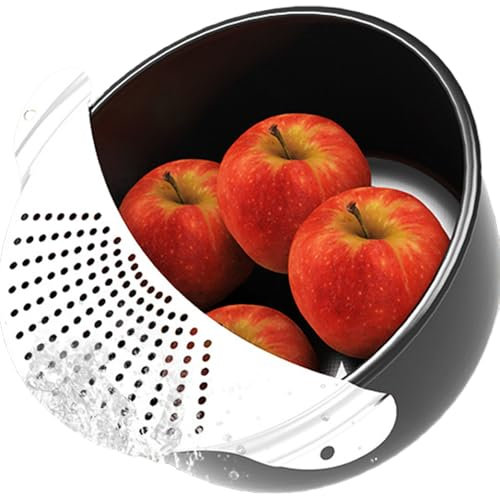 katmerio Nudelsieb - Abgiesshilfe für Töpfe und Pfannen bis Ø 26 cm, Abtropfsieb, Stabiles Nudelsieb Edelstahl Rostfrei, Abgiesshilfe für Pasta, Kartoffeln, Gemüse