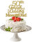 Topper per torta per anniversario di matrimonio, regalo di anniversario di matrimonio, decorazione per torta nuziale, decorazioni per torte a forma di cuore, per feste (dorato 50)