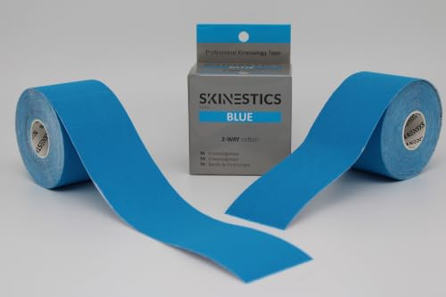 Skinestics | Kinesiologie Tape Blau | 2-Pack | 600cm x 5cm | Waterproof | Sportbandage & Medizinisches Kinesiotape | Knie, Fußball, Hallux Valgus, Tennisarm | Sport, Physio Tape, Cure Tape