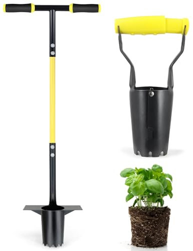 Jardineer 2PCS Bulb Planter Tools Set, Long Handle Garden Transplanter and Small Bulb Planting Tool with Deep Marker, Ideal for Planting Bulbs, Seedlings, Flowers & Vegetables