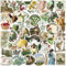 50 pcs Vintage Green PVC Waterproof Stickers Set | Vintage Aesthetic Stickers for Journals, Laptops, Kindle/Books | Cats, Roses, Ballet, Swan | DIY Scrapbooking Craft Supplies for Teens & Adults