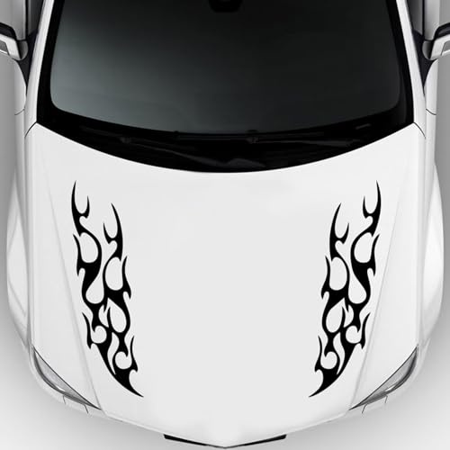Adesivi per Cofano Auto,Strisce Fiamme Adesivo Decalcomanie per Carrozzeria Grafica in Vinile Decorativo per Auto/Camion/SUV(Nero)