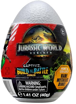 Jurassic World CAPTIVZ Rebirth - Huevo Sorpresa con Slime y Figura Dinosaurio | Mini Figura Coleccionable Inspirada en la Película Renacer | Juguete Mystery para Niños y Fans Jurassic World