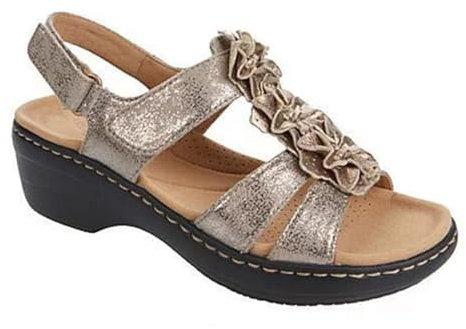 Sandali ortopedici da donna estivi comodi con zeppa a punta aperta, sandali da spiaggia casual alla moda da donna traspiranti spessi, oro, 39 EU