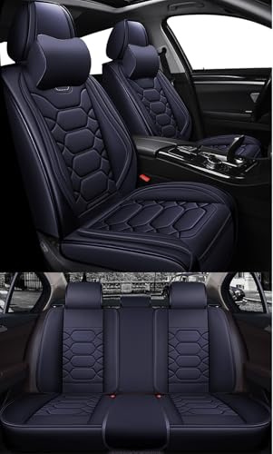 nenyan Autositzbezüge Komplett Set Universal in Premium Design | Schonbezüge für Audi A3 A4 A5 A6 A7 Q2 Q3 Q5 | Auto Sitzbezüge Airbag Geeignet | Wasserdicht Sitzbezug Schwarz