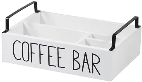 Vobumix Organizador De Barra De Café con 4 Compartimentos, Bandeja para Condimentos De Café, Estante De Mostrador De Cocina para Cápsulas De Café Y Almacenamiento De Edulcorantes.