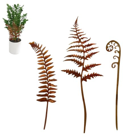 pclapora 3 Stück Gartenstecker Rost, Gartenstecker Metall, Gartendeko Rost, Rostdeko Vegetativ Gartendeko Roststecker für Gartendekoration, Terrasse, Balkon, Blumentopf, Frühling Bäume Deko