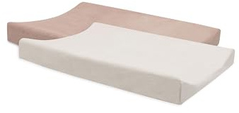 Jollein Housse de Matelas à Langer - Wild Rose/Ivory - Lot de 2-50x70cm - 85% Coton, 15% Polyester - Certifiée OEKO-TEX - Housse pour Matelas à Langer