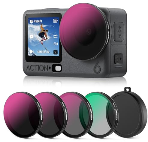 MINGVEN Osmo Action 6 ND Filter Set mit Objektiv-Silikonhülle, 4er Pack | (CPL, ND16, ND32, ND64) Aufsteckbaren CPL und ND Filtern für DJI Osmo Action 6 Vlog-Aufnahmen und Videoaufnahmen im Freien
