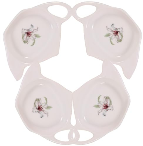 VICASKY Porte-sachets de Thé Forme Théière Lot de 4 en Céramique Blanche Réutilisables et Solide, Cuisine et Salles de Réunion