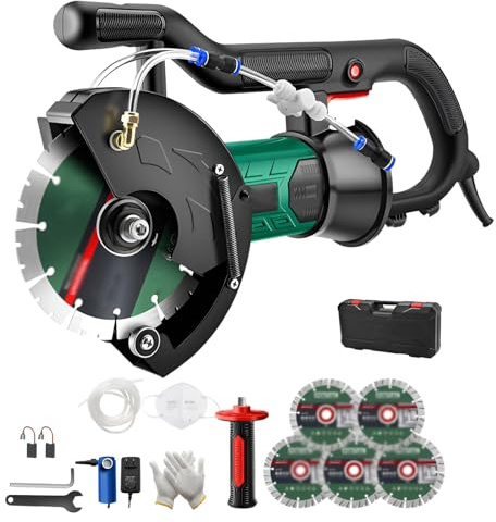 Rainureuse électrique Pour Murs 2400 W, Machine à Rainurer Le Béton Avec 5 Lames, Profondeur De Coupe 53 Mm, 7800 Tr/min Pour Marbre, Murs Et Rainures Renforcés