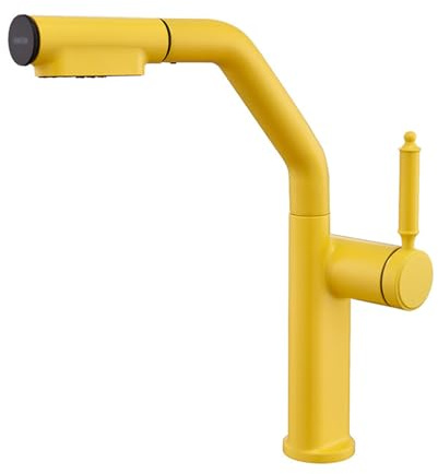 Grifo Cocina Monomando Caño Alto Extraíble 2 Modos Grifo Fregadero Cocina de Cobre,amarillo