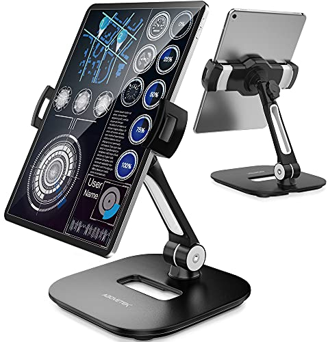 AboveTEK Soporte de Tablet de Aluminio, Plegable y Giratorio 360°, para Tablets/Smartphones de 4-11 Pulgadas, Ideal para Cocina, Mesa de Oficina, Recepción y Sala de Exposición.