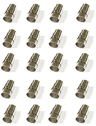 REKYO 20sets Leder Schnur Ende Kappe/Magnetverschluss Verschluss für Leder Seil Schmuck Halskette Armband Schnalle (Silber 4mm)