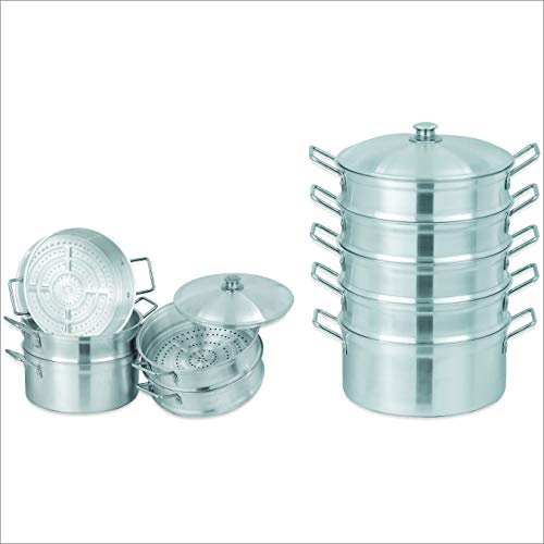 Sonex 32cm Aluminium XXL Steamer - Catering: Restaurant Extra Large Steamer :Multi Layer Cooker Aluminium Pot Pan Set With Lid (5 Layer)