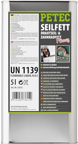 PETEC Seilfett Unterbodenschutz Hohlraum Schutz Drahtseilfett Zahnradfett. Schmierfett Kettenfett KFZ Korrosionsschutz Steinschlagschutz (5 L)