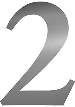 Zahlen-Aufkleber Nr. 2 in silber I Höhe 40 cm I selbstklebende Haus-Nummer, Ziffer zum Aufkleben für Außen, Tür I wetterfest I kfz_482_2