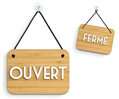 SIGNS | Retrò Vintage panneau Ouvert/Fermé - Enseigne à Suspendre [OC15] - Bambou Ouvert/Fermé Plaque de porte suspendue à double face - Plaque de fenêtre pour magasin professionnel réversible