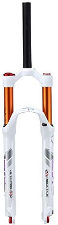 VHHV Mountainbike Gabel Fahrradgabel Federgabel MTB 2627,5, Luft, 100mm, 1-1/8, QR, Manuelle Sperrung, Dämpfungseinstellung, Vorderradgabel (Color : White, Size : 26 inches)