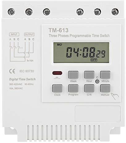 TM-163 Zeitschaltuhr, 380V 16A Programmierbares Zeitrelais Dreiphasen Digitaler elektronischer LCD-Zeitrelaisschalter für Mikrocomputer-Wasserpumpe