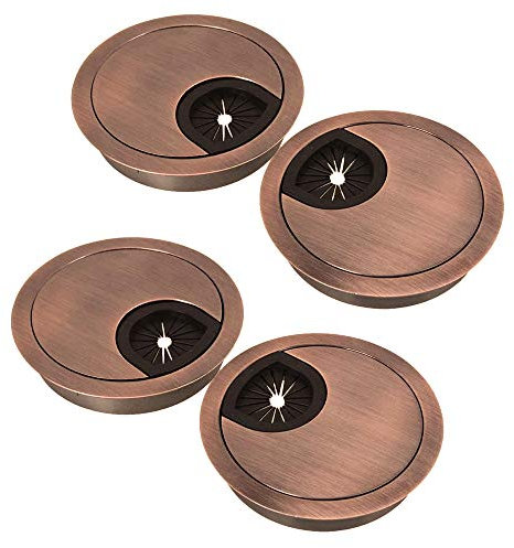 Mesee 4 Pieces Desk Grommet Kit, 50mm Metal Cable Grommet Cap Table Grommets Desk Surface Wire Cord Round Hole Cover for Home & Office Computer Desktop