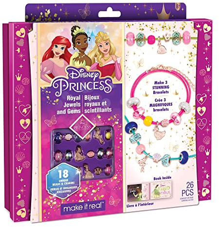 Make It Real Disney Prinzessin Armband-Bastelset einschließlich Anhänger aus Die kleine Meerjungfrau, Dornröschen und Prinzessin und der Frosch – Geschenke für Mädchen