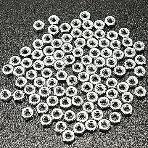 Sechskantmutter aus Edelstahl 304, mit Zollgewinde, 2 mm, 2,5 mm, 3 mm, 4 mm, 5 mm, 6 mm, 2,5 mm, 100 Stück