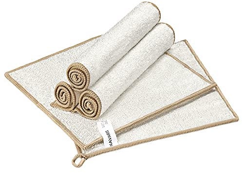 Navaris Bambus Reinigungstücher 5er Set - Putzlappen ohne Mikrofaser - 5X Putztuch für Küche Bad - Staubtuch Poliertuch waschbar