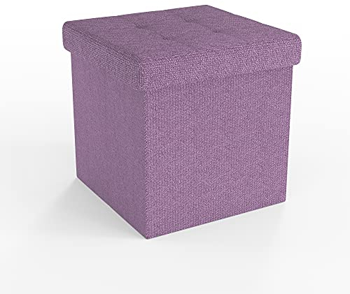 Intirilife Faltbare Sitzhocker 38x38x38 cm in LOTUS ROSA - Sitzwürfel mit Stauraum und Deckel aus Stoff mit Mulden - Sitzcube Fußablage Aufbewahrungsbox Truhe Sitzhocker