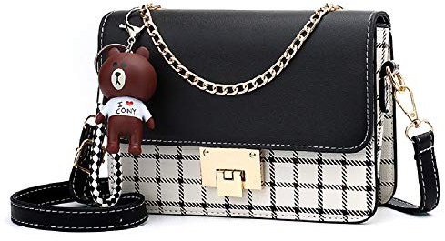 zhongningyifeng Umhängetasche für Damen Leder Kleine Geldbörsen Handtaschen Mode mit Kettenriemen