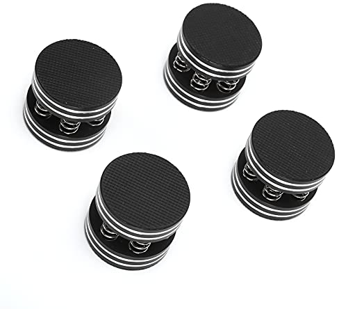 4PCS Lautsprecher-Spikes, Aluminium-Federisolations-Spike-Füße mit Stoßfester Gummimatte, Lautsprecher-Spikes-Isolationsständer für Lautsprecher, Verstärker, CD/DVD-Player, Plattenspieler(Schwarz)