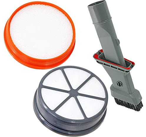 SPARES2GO Pre & Post Motor Type 90 HEPA Filter Set compatible with Vax Zoom Upright Vacuum Cleaner + 3in1 Upholstery Crevice Tool