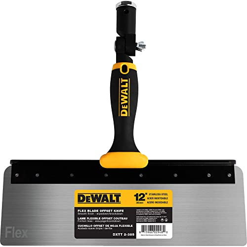 DEWALT 12 Offset Knife, 0.5mm Stainless Steel FLEX Blade | Soft-Grip Handle | DXTT-2-385