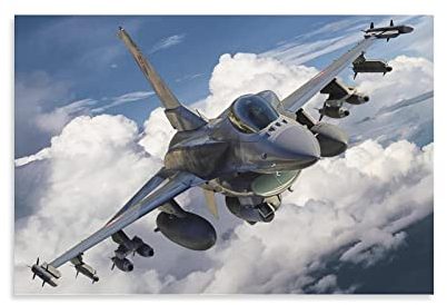 F-16 Kämpfer-Poster, dekoratives Gemälde, Leinwand, Wandkunst, Wohnzimmer, Poster, Schlafzimmer, 30 x 45 cm