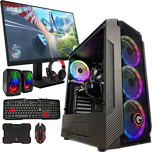Golook PC Desktop Computer Gaming Fisso Completo • Intel i5-11400F 16GB RAM 1TB SSD Nvidia RTX3050 8GB• Monitor 27” • Tastiera Mouse Cuffie Casse Pad