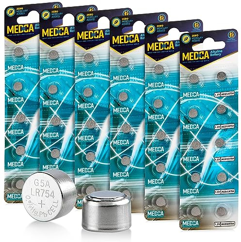 MEDca AG5 LR754 Batteries - 60 Count Pack - 1.5V Alkaline 754 LR48 193 Battery Button Coin Cell Batteries