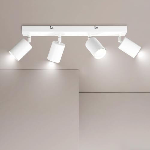 Ketom GU10 Lámpara de Techo con 4 Focos - Focos de Techo Orientables - Blanco Apliques Techo Interior - Modernas Focos para el Techo - 43cm/17inch, Sin Bombilla