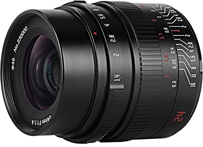 7artisans Obiettivo per fotocamera da 24 mm F1.4 APS-C a grande apertura per studi umanistici compatibile con obiettivi Canon EOS-M Mount Prime