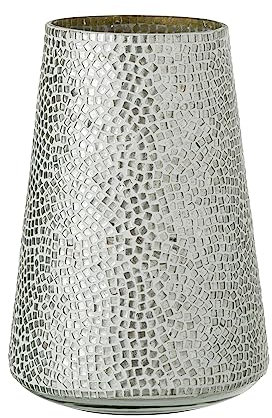 J-Line Photophore Mosaiques Verre Blanc/Argent Large