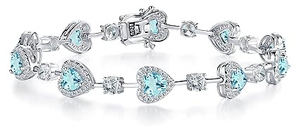 GEMLANTO 925 Sterling Silber Geburtsstein Tennis Armband Damen Frauen Kreierter Schmuck Geschenk für Valentinstag Verlobung Geburtstags Muttertags Weihnachten