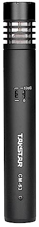 Takstar CM-63 XLR Instrumente Mikrofon mit Niederfrequenz Filter und Empfindlichkeit einstellen, Vergoldetes Diaphragma Kondensator Mikrofon für Studio, Aufnahmen, Podcasting, Streaming, Instrumente