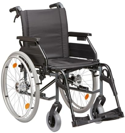 FabaCare Rollstuhl TOMTAR MR-S mit Trommelbremse, Pflegerollstuhl, Faltrollstuhl, Transport-Rollstuhl, Transportrollstuhl, Standardrollstuhl, höhenverstellbar, Klapprollstuhl Sitzbreite 39 cm