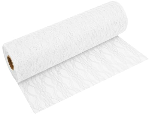 Tischläufer Spitzen-Tischband in Weiss (30 cm x 20 m) hochwertiges Tischdeko-Band für Hochzeiten & Taufen, Festliche Tischdekoration für besondere Anlässe