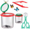 YANGUN Becherlupen Set, Becherlupe Lupendose, Lupenbecher Kinder Mit Kunststoff-Kugelpinzette, Plastik Pinzette für Kinder Wissenschaft Outdoor Natur Erkundung