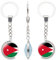 vmcoatdu Schlüsselanhänger mit Nationalflagge, doppelseitig, drehbar, Geschenk für Männer und Frauen, Edelstahl, Glas, Jordanien, Einheitsgröße